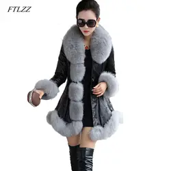 FTLZZ Плюс Размер 6XL из искусственной кожи искусственный мех пальто новые женские зимние меховые куртки повседневные Длинные Синтетические