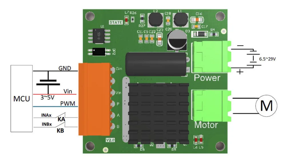 12V 24V 16A DC Motor Drive Module High Power H Bridge PWM Input Full Isolation