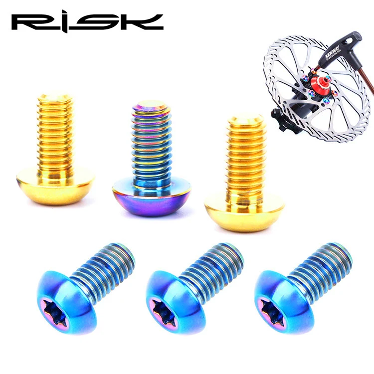 RISK 12 шт. M5* 10 мм титановые болты для велосипеда дисковый тормоз ротор T25 Torx титановый сплав Велоспорт MTB велосипед тормозной ротор винт M5x10