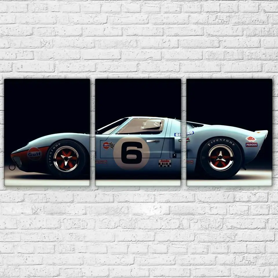 Картины на холсте Ford GT40 Sports Car Supercar 3 шт. | Дом и сад