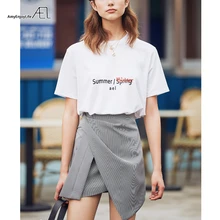 AEL Новая мода подиум дизайнер Асимметричная юбка женская ткань с узором в гусиную лапку мини юбка