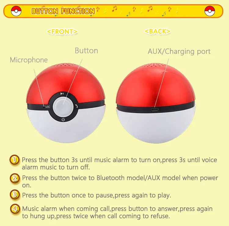 YOTEEN портативный Pokemon Go Pokeball динамик мини супер бас беспроводной громкий динамик Bluetooth V4.0 музыка Громкая связь аудио динамик s