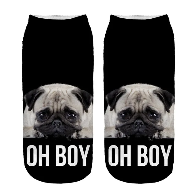 

RUNNING CHICK oh boy pug 3d print funny socks wholesale