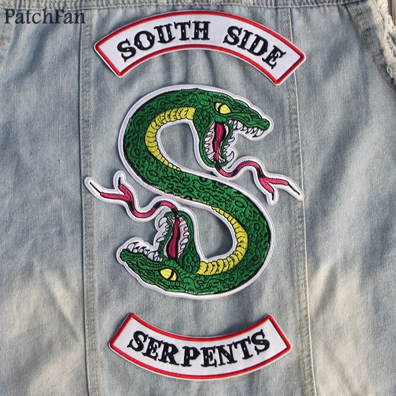 Patchfan 90s Мода ривердейл зеленая змея Southside змеи DIY Вышитые нашивки Утюг на одежду рюкзак шляпа значки A1301