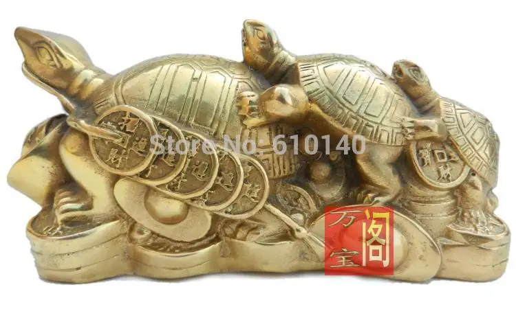 

Copper tortoise turtle ornaments Gods bless the three generations of turtle feng shui home