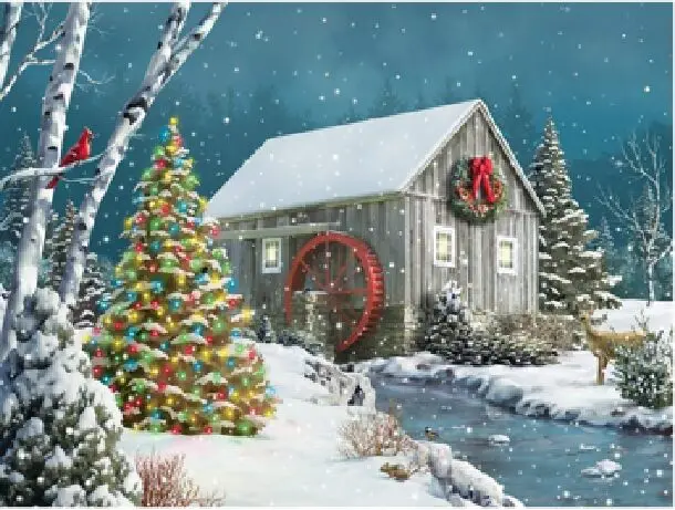 

Beautiful Modern Christmas Art Gift Snow Landscape Canvas Oil Painting for Living Room Wall Home Decor Hand Painted High Quality