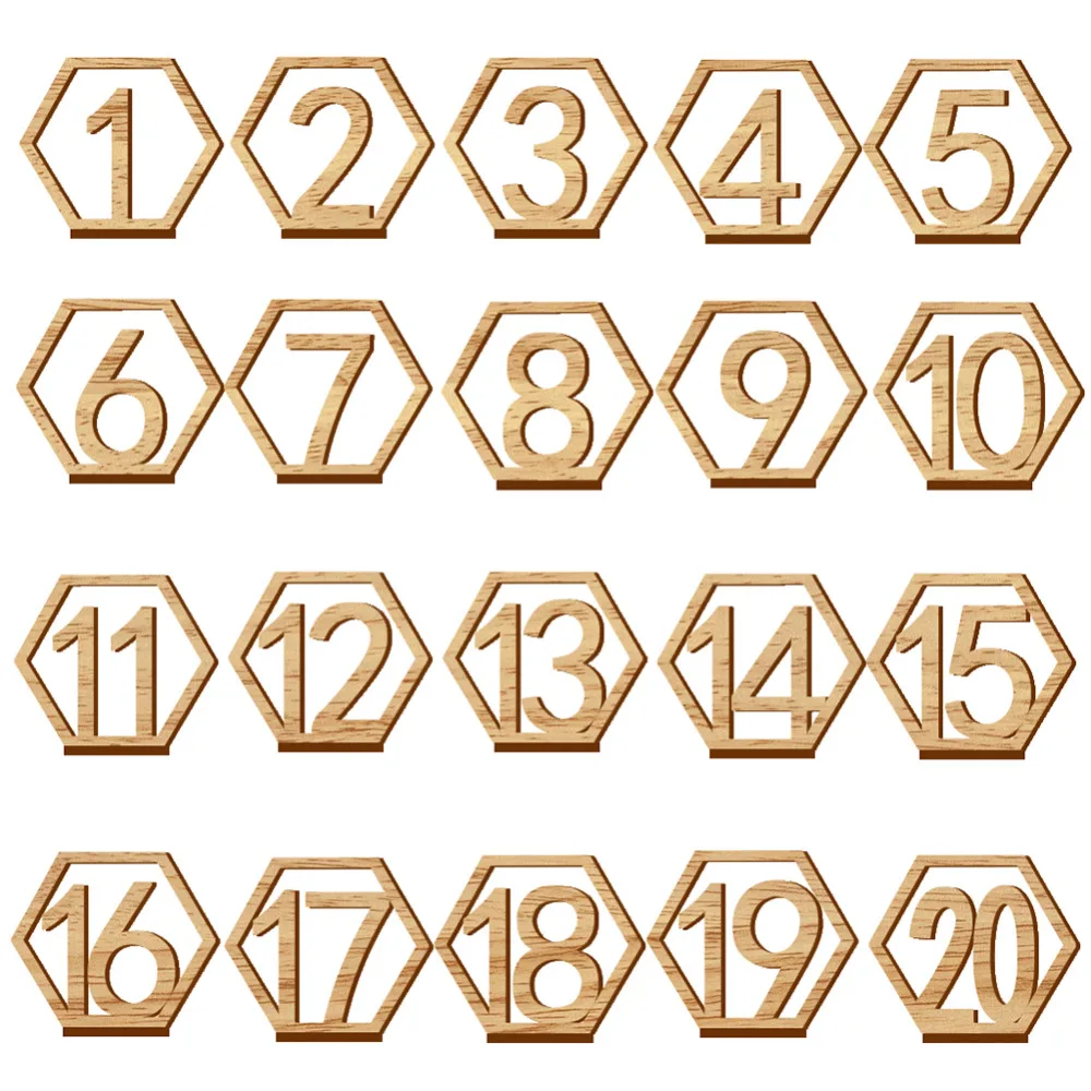  1-20 Number Wedding Hexagon Wooden Table Numbers Rustic rustic wedding table number Party Decor Sup