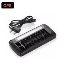 10 slots display lcd carregador de bateria inteligente para aa/aaa nimh nicd baterias recarregáveis & plug eua ou outros adaptador de tomada