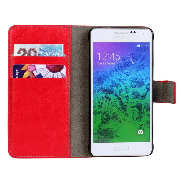 Luxury Original Flip Wallet Leather Mobile Phone Cover Case For Samsung Galaxy Alpha G850 SM-G850f Shell Back Cover Skin Black (39)