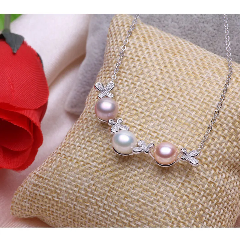 Женское ожерелье из серебра 925 пробы с пресноводным жемчугом 8 9 мм|jewelry necklace|jewelry