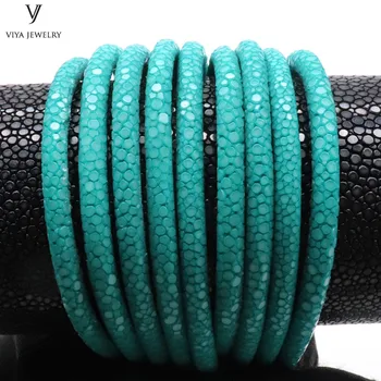 

4/5/6mm Real Turquoise Stingray Leather Cord Luxury Bracelet Leather Cord High Quality Stingray Leather Jewelry Rope