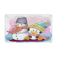 Красивый мультяшный пингвин в вязаная шапка и снеговик внутренний входной ковер коврики обуви Скребок коврик