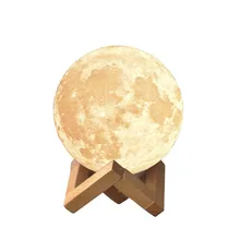 Creative 3D Print Moon Lamp with Touch-Sensing Switch 3D Lunar Lamp Color Changeable Night Lights For Decoration