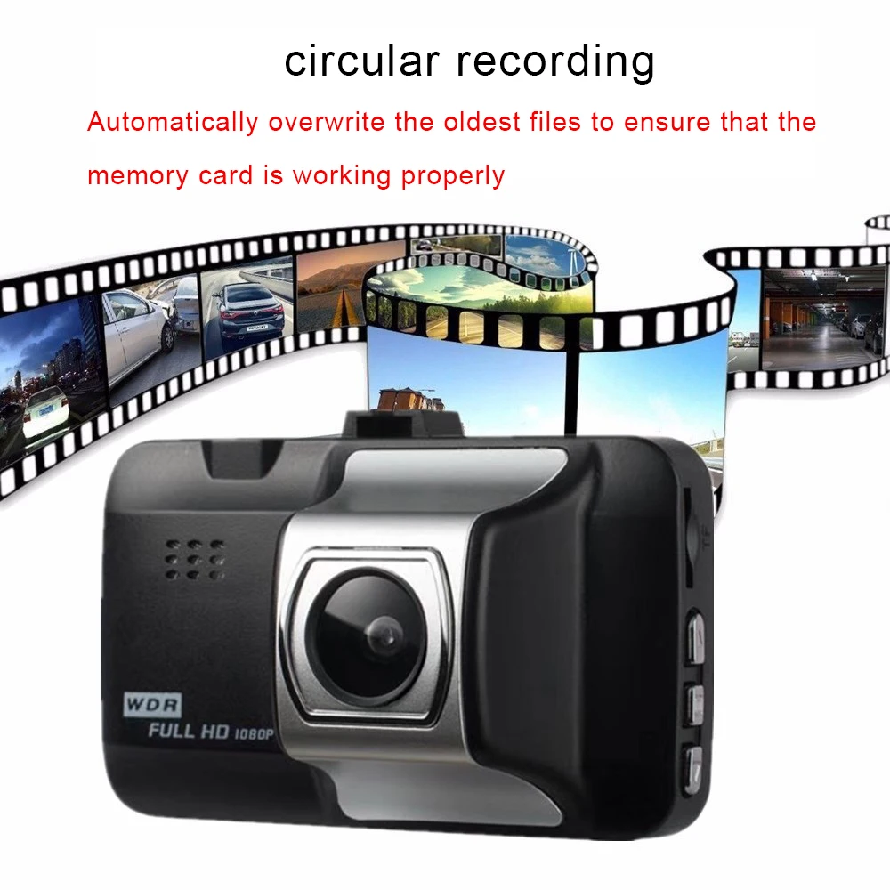 Dash Cam Car 1080P 3" HD 1080P Car Camera Driving Recorder 170 Wide Angle Dashboard Camera Car DVR Vehicle Dash Camera G-Sensor