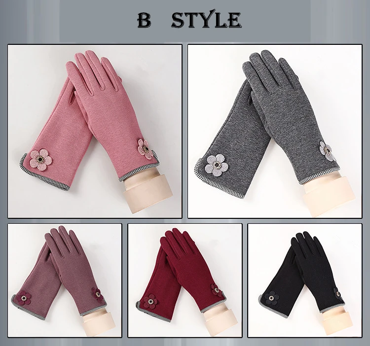 NDUCJSI кашемировые Guantes цветочные повседневные перчатки с сенсорным экраном женские зимние лыжные варежки розовые толстые теплые зимние перчатки в горошек