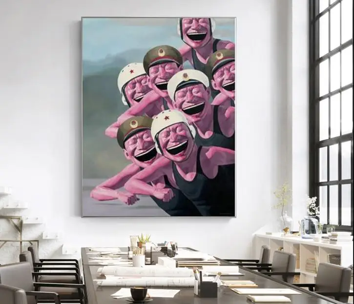 

hot sale Chinese famous smile painter modern abstract art hand painted classical oil painting on canvas