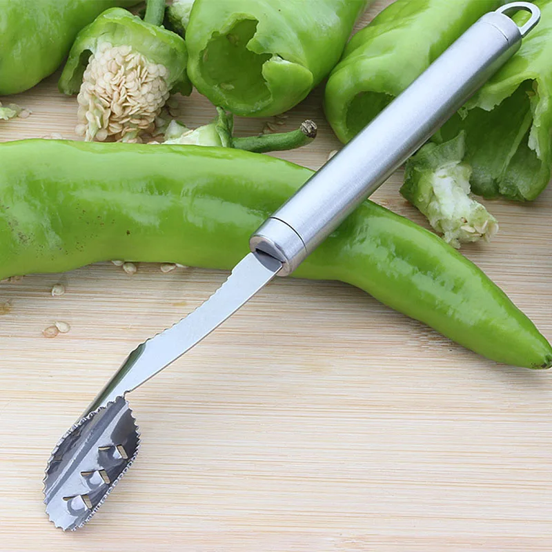 

1PC Stainless Steel Chili Pepper Corers Jalapeno Corer BBQ Tools Jagged cutting edges coping blade Pure Color Kitchen Utensil