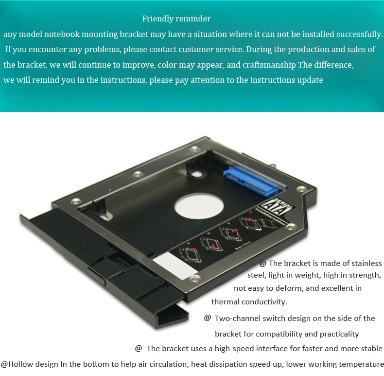  Neue tianyi 300-15 SSD Adapter Caddy W/Frontplatte Für Lenovo Ideapad 300-15 300-15ibr 300-15ISK OD
