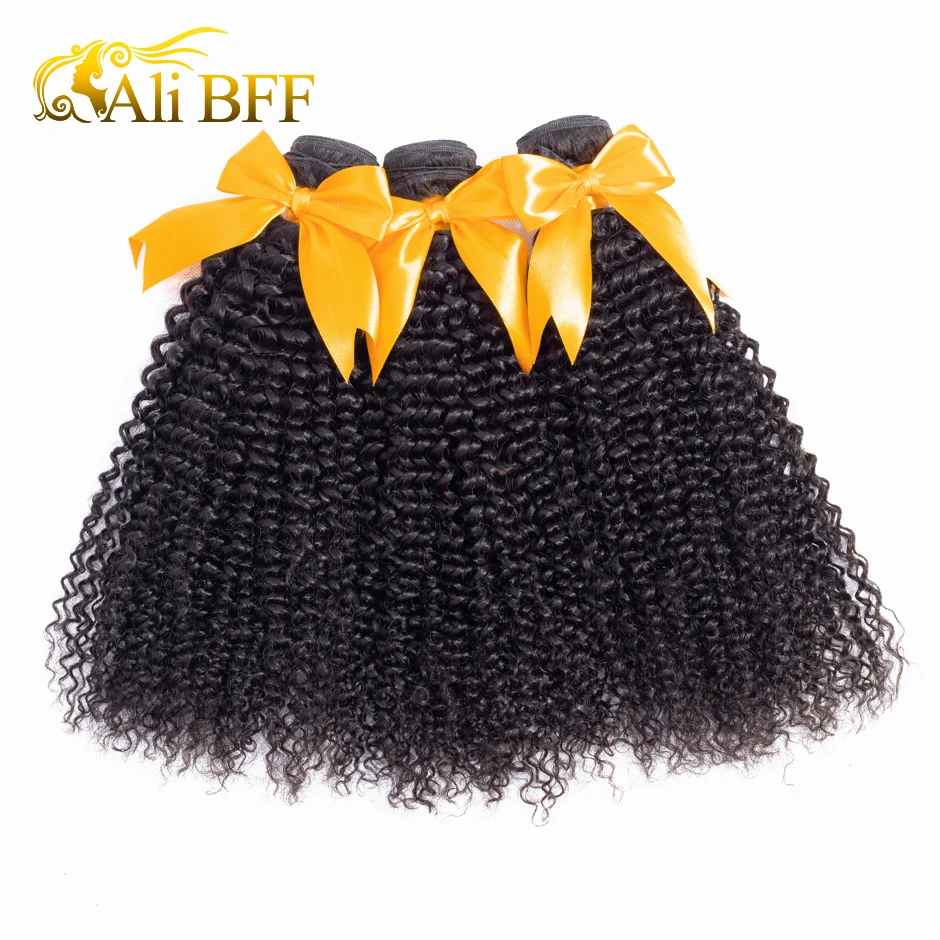 

ALI BFF Mongolian Afro Kinky Curly Weave Hair Bundles 100% Human Hair Extensions Can Buy 3/4 Bundle Nature Color Remy hair