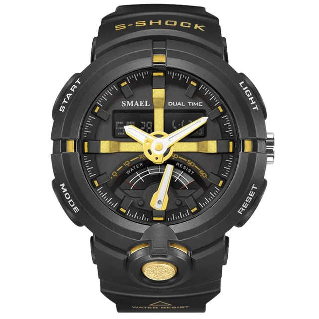 SMAEL модные спортивные часы для мужчин лучший бренд класса люкс известный водонепроницаемый светодиодный цифровые наручные часы S Shock мужские часы для мужчин Relogio - Цвет: BK GLD