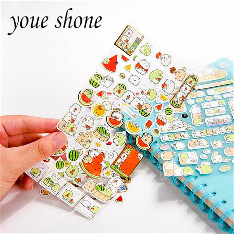 

Youe shone 3pcs/lot animal watermelon paper sticker stationery hand diary decorative sticker Korean stationery for school