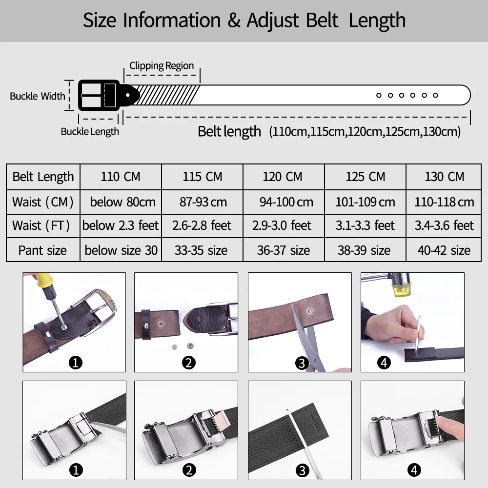 BIGDEAL Diy belt genuine leather without buckle replace belt cowskin leather belt body Pure color Smooth buckle cowhide waistban