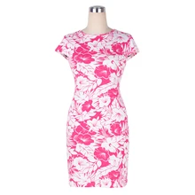 Nemidor 2017 Summer Women Short Sleeve Tropical Floral Sheath Dress Bodycon Plus Size 7XL Retro Print Mini Dress