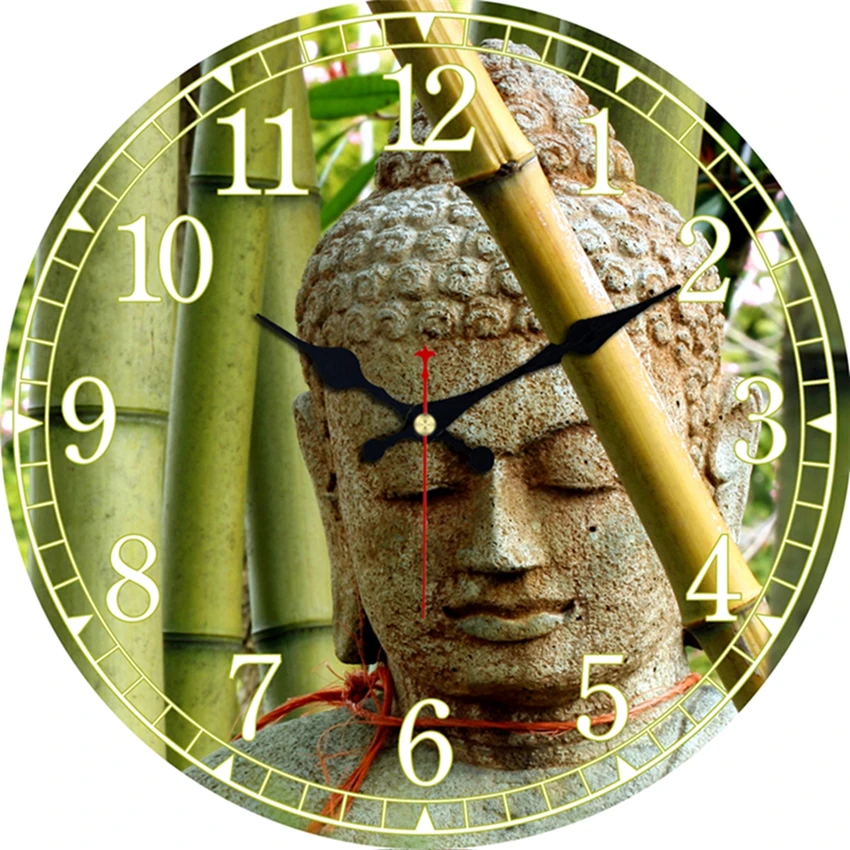 MEISTAR винтажные деревянные часы Будда дизайн Бесшумная гостиная кухня домашний декор Часы настенные художественные большие настенные часы