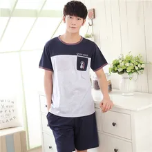 Новые летние Для мужчин пижамы Тонкий Пижамы для девочек хлопок Pijama Hombre masculino пижамы Для мужчин пижамы модные домашняя одежда