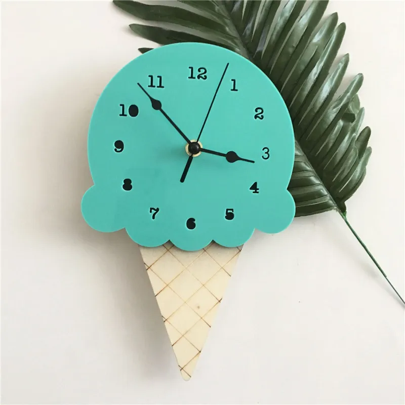 Nordic Ice Cream Wall Clocks Cartoon Mute Watch Wall Home Decor Kids Room Wall Decoration Ornament Baby Room Christmas Best Gift