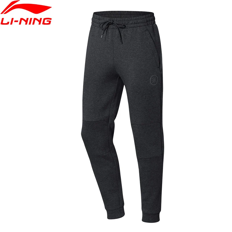 Li-Ning, мужские спортивные штаны серии Wade, удобные, 66% хлопок, 34% полиэстер, обычная посадка, спортивные брюки AKLN901 COND18
