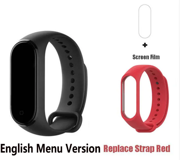 Xiaomi mi Band 4 новейший музыкальный Смарт mi band 4 браслет пульсометр фитнес 135 мАч цветной экран Bluetooth 5,0 - Цвет: add red belt