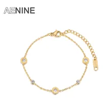 AENINE римские цифры кубическая цепь из циркония и звенья браслеты ювелирные изделия титановые стальные украшения браслет для женщин Bileklik AB18019