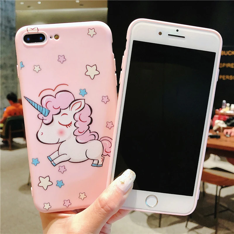DFQNGL Cartoon Unicorn Silicone Case For iPhone 7 7 Plus 6 6s 6 Plus XR Case Soft TPU For iPhone 6s 8 Plus X XS Max Cute Animal