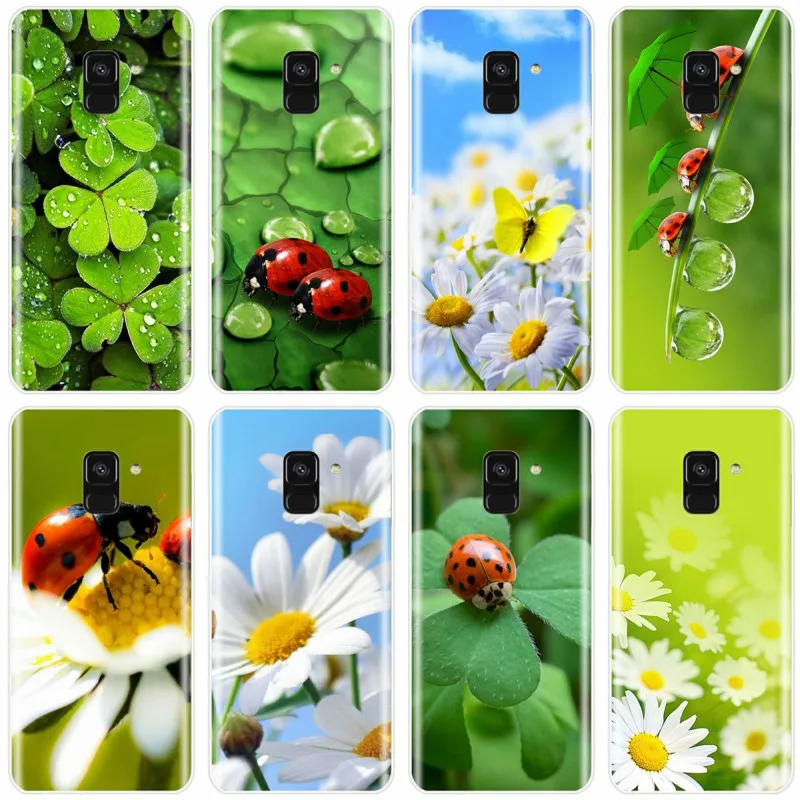 four leaf ladybug daisy cell Cover Phone Case For Samsung Galaxy A5 A7 A8 2015 A3 2016 2017 A9 2018 | Мобильные телефоны и