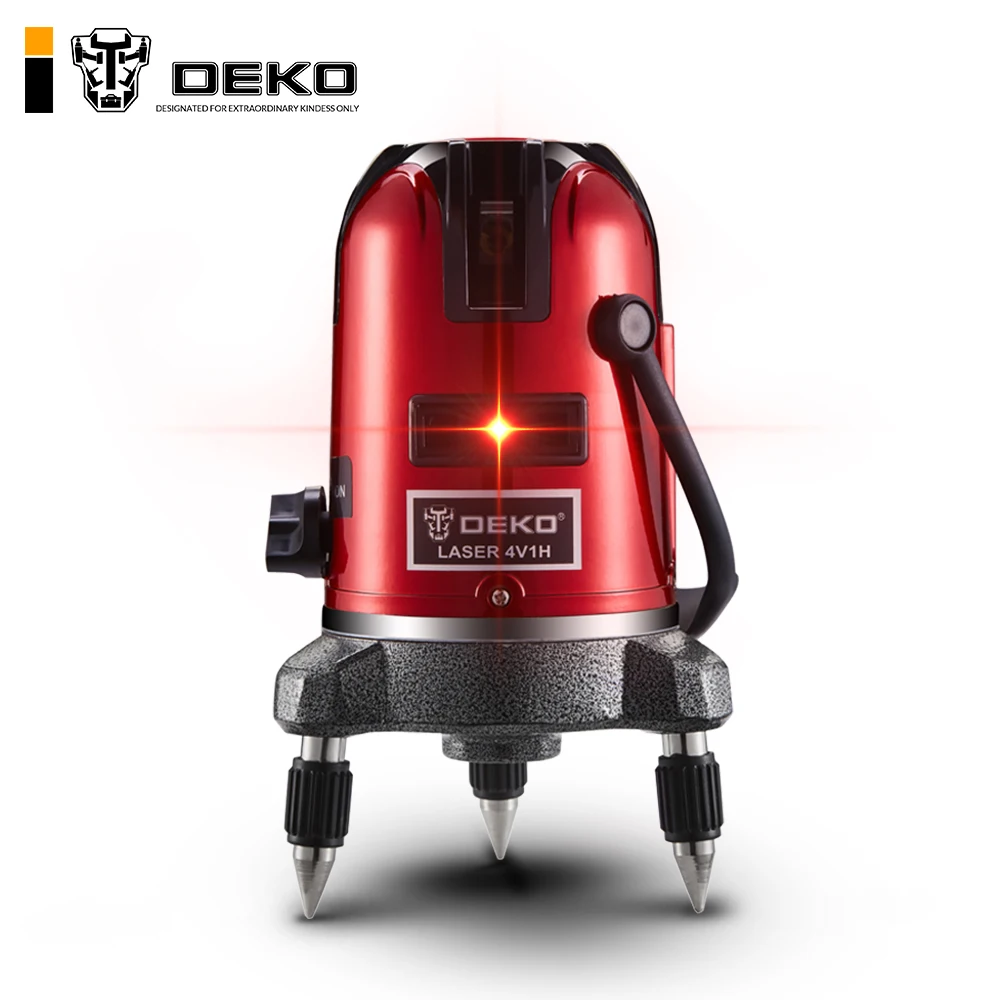 

DEKO 5 Lines 6 Points Red Laser Leverl Self Leveling 360 Degrees Multi Mode With Tripod Set