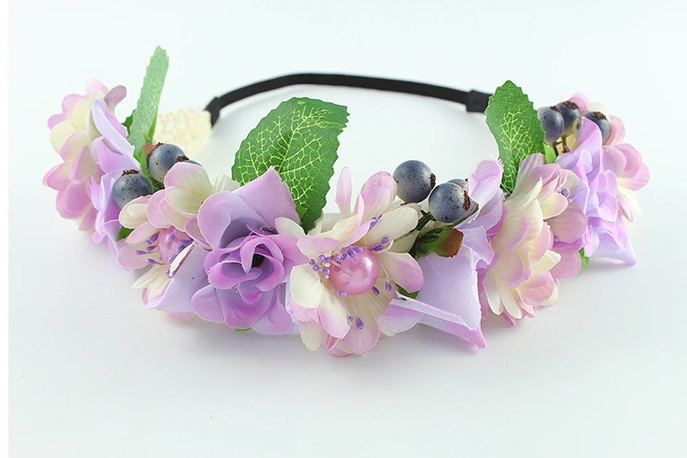 

Violet flower exquisite hair accessories headbands bohemian beach sand flower hair band bridal wreath wedding hair accessories