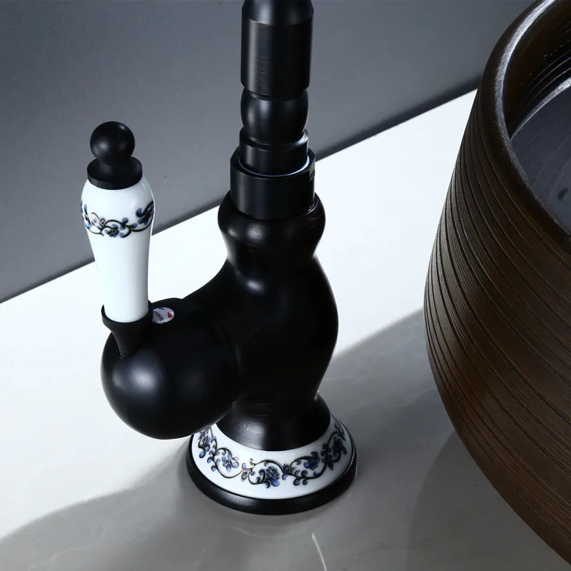US $62.57 Black BronzeAntique Brushed Bathroom Sink Basin Faucets Hot Cold Mixer Tap Faucet 360 Swivel Crane Taps Kitchen Faucet
