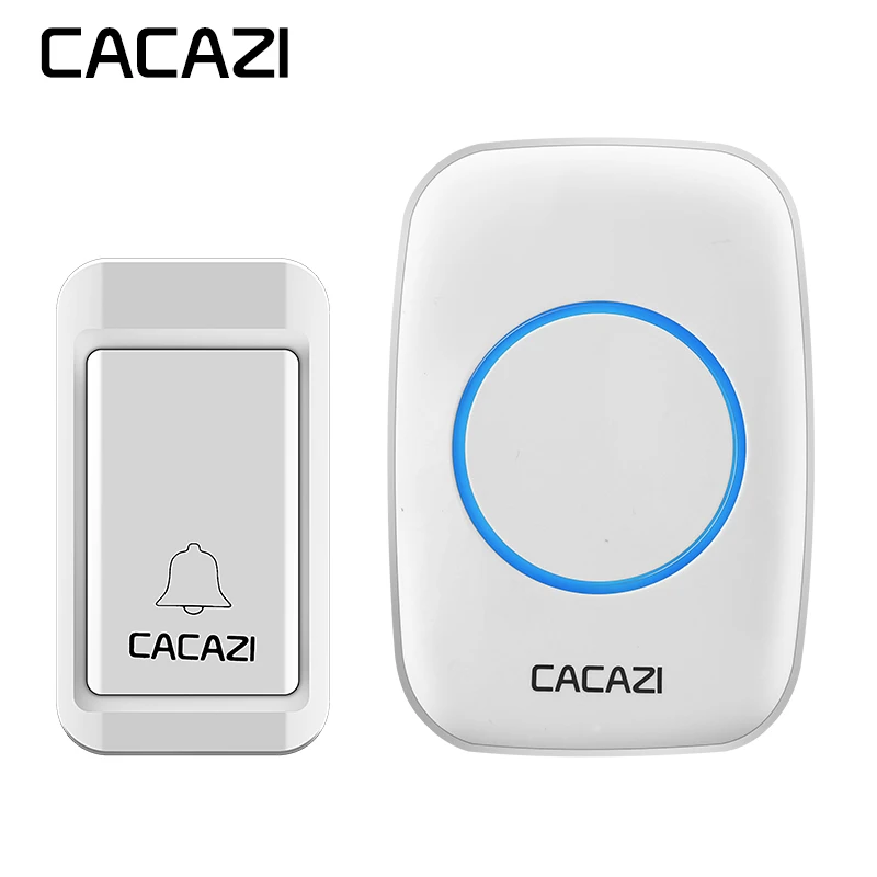 CACAZI Self-powered Waterproof Wireless Doorbell No Battery Button EU Plug Receiver LED Light 120M Remote Home Cordless Bell