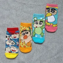 Носки с рисунком из мультфильма Crayon Shin-chan, милые, забавные, удобные, компрессионные, harajuku, женские, хлопковые, невидимые носки, Calcetines de verano