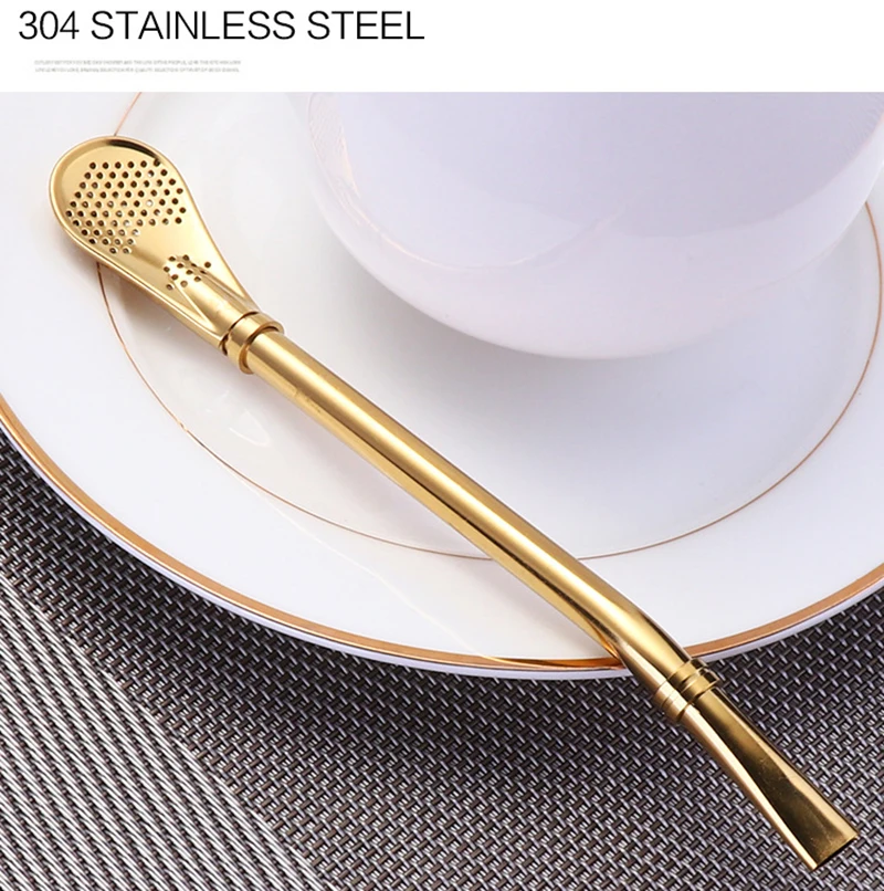 TUUTH Creative Stainless Steel Drinking Straw Filter Spoon Handmade Yerba Mate Tea Bombilla Gourd Washable Tea Tools B4