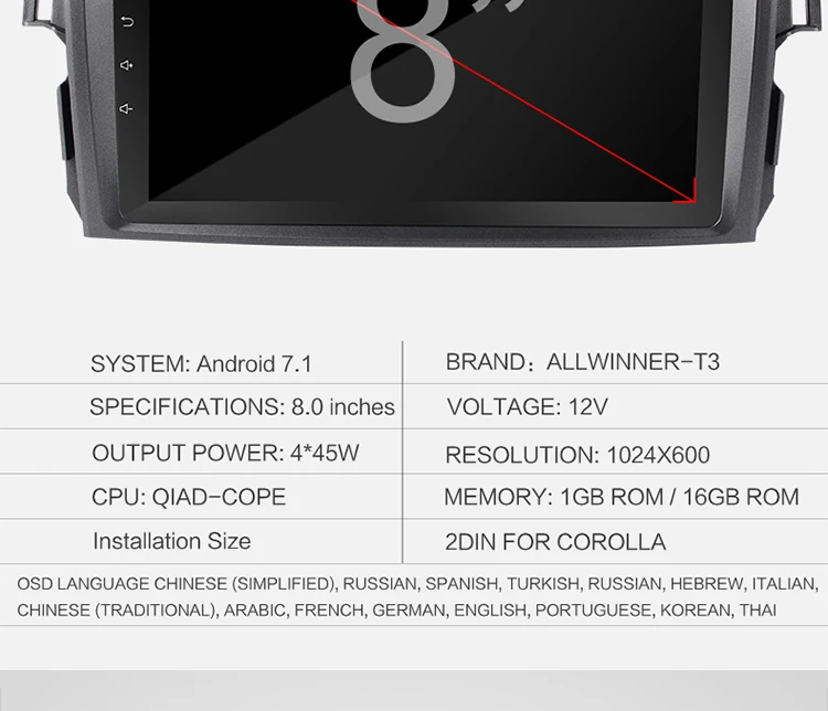 Flash Deal Car Android 2+32 For Toyota Corolla 2007 2008 2009 2010 2011 8 inch 1024*600 screen Car radio gps stereo 2 din car dvd player 12