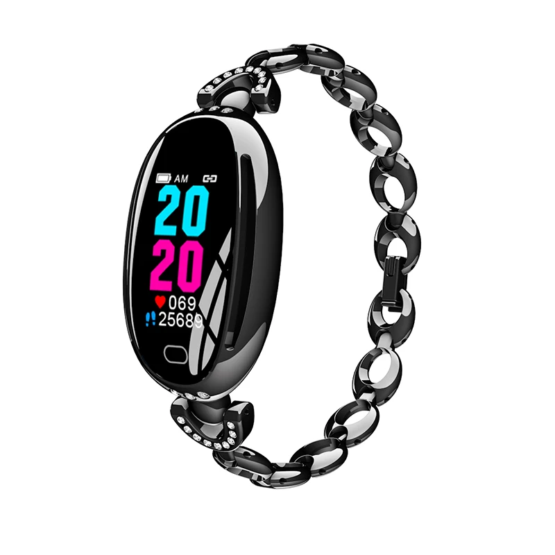 SeenDa, женские Смарт-часы, пульсометр, кровяное давление, умный браслет, фитнес-трекер, умные часы, 0,96 дюймов, цветной экран - Цвет: Black