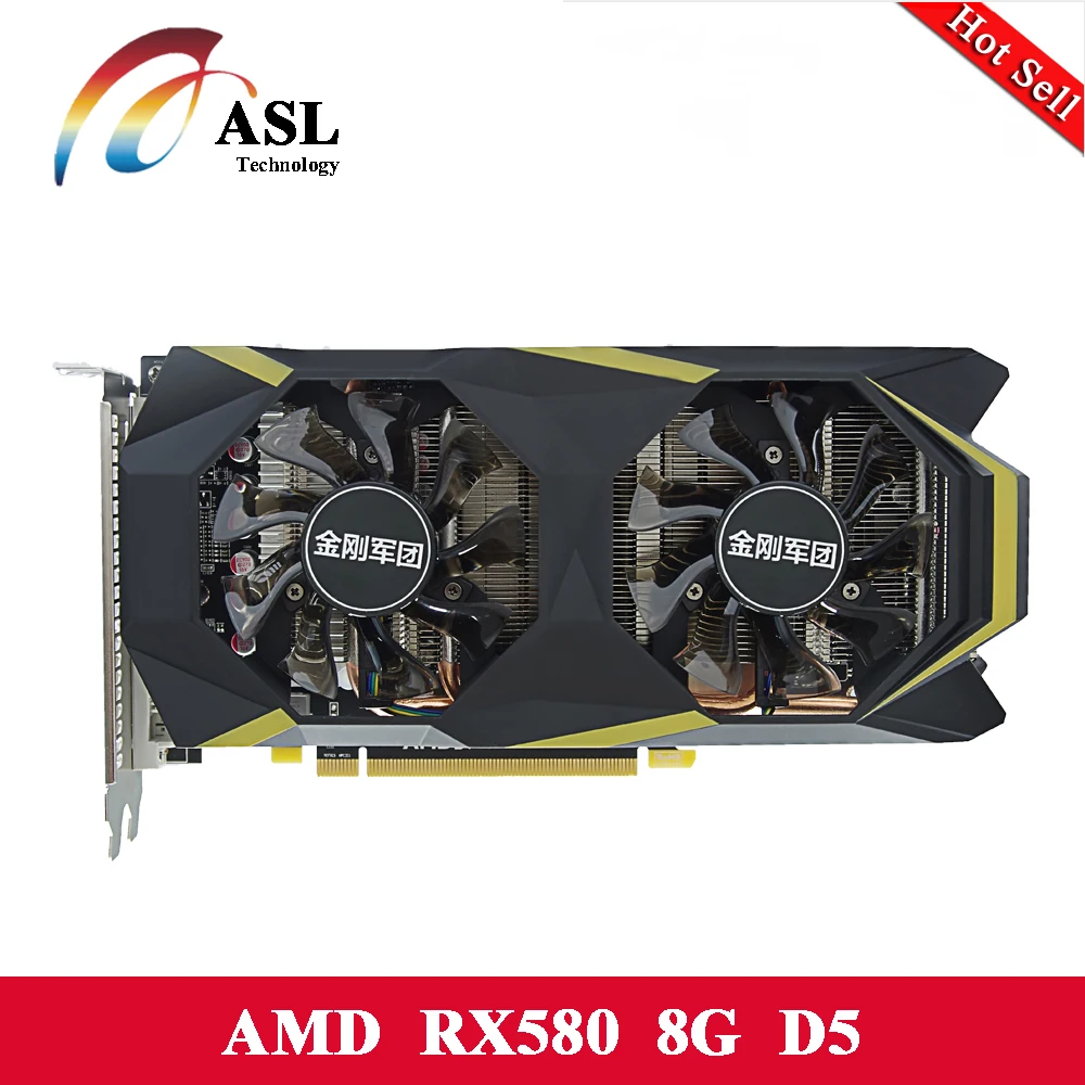 Горячие Графика карты ASL AMD Radeon RX580 8 г GDDR5 256bit 8400 мГц 1256 2304 CUDA core 14nm DVI /HDMI видео для