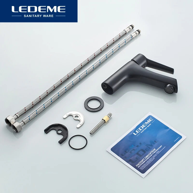 Billig LEDEME Becken Armaturen Bad Wasserhahn Schwarz Messing Wc, Waschbecken Wasserhähne Heißes und Kaltes Wasser Waschbecken Mixer Bad Tap L1069B