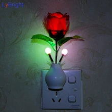США Plug красная роза привело ночник AC 110-220 В 0.5 Вт индукции Мечта Led ночника домашнего сенсор автоматический запуск