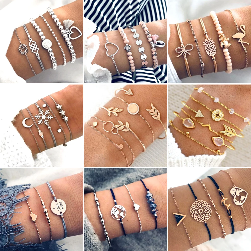 30 Стиль Boho браслет &quotСлон&quot сердце в виде ракушки с изображением луны и звезд