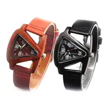 1pc fashion men women lovers watches wrist clocks Wooden Watch Genuine Leather strap Quartz Wristwatches high quality gift H4