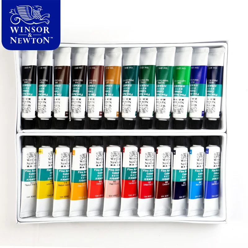 Winsor& Newton Профессиональный акриловых красок комплект 12/18/24 Цвета 10 мл ручная роспись стены рисунок красящий пигмент комплект, принадлежности для живописи