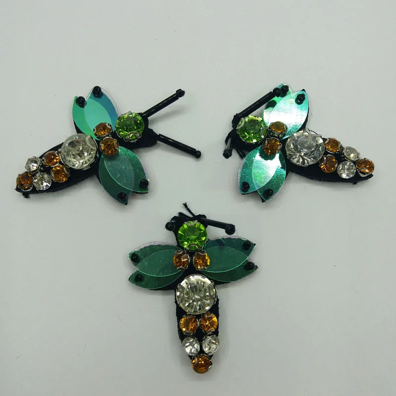 

3pcs/lot Handmade rhinestone beaded Patches for clothing DIY sew on animals cute patch bee Embroidery sequin appliques for bags